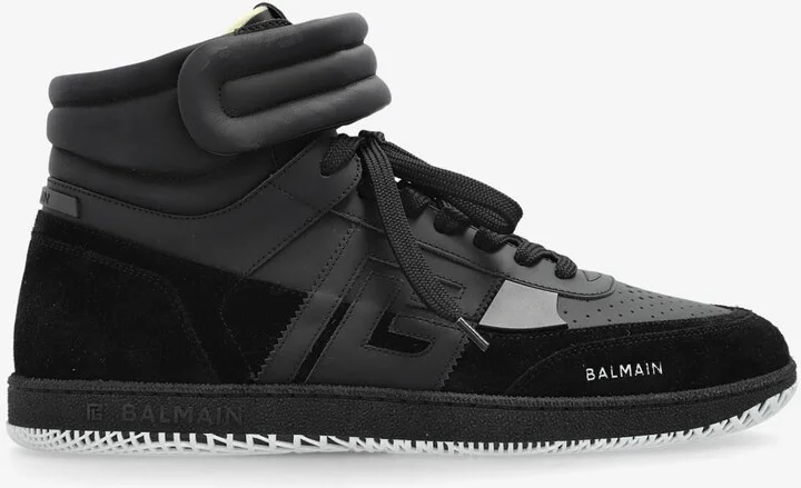 Swan Leather and Suede High-Top Sneakers