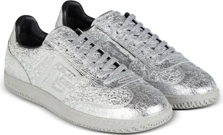 Swan metallic-leather sneakers - Image 2