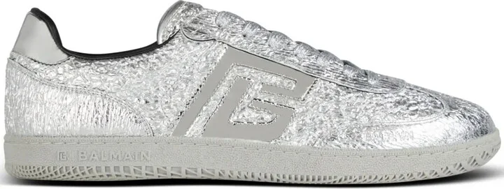 Swan metallic-leather sneakers
