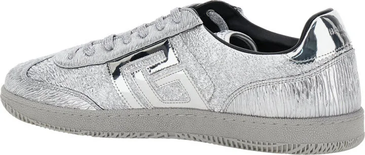 'swan' Silver Colored Low Top Sneakers With Logo Detail In Metallic Leather And Tech Fabric Man - Image 3