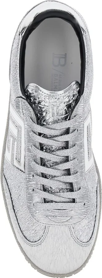 'swan' Silver Colored Low Top Sneakers With Logo Detail In Metallic Leather And Tech Fabric Man - Image 4
