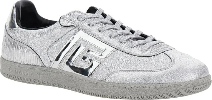 'Swan' Silver Colored Low Top Sneakers With Logo Detail In Metallic Leather And Tech Fabric Man - Image 2