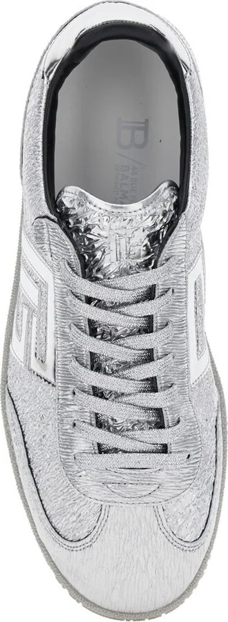 'Swan' Silver Colored Low Top Sneakers With Logo Detail In Metallic Leather And Tech Fabric Man - Image 4
