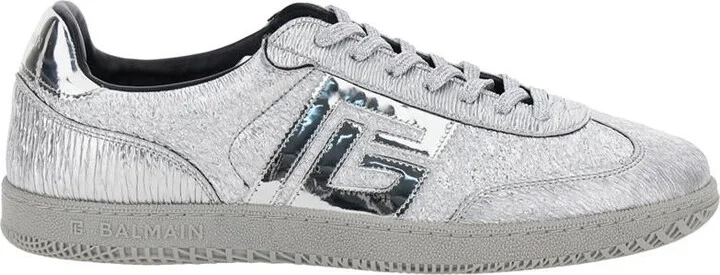 'Swan' Silver Colored Low Top Sneakers With Logo Detail In Metallic Leather And Tech Fabric Man