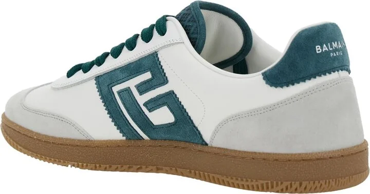 'swan' White Low Top Sneakers With Logo On The Side And Contrasting Heel With Logo Lettering In Leather Man - Image 3