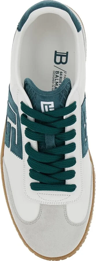 'swan' White Low Top Sneakers With Logo On The Side And Contrasting Heel With Logo Lettering In Leather Man - Image 4