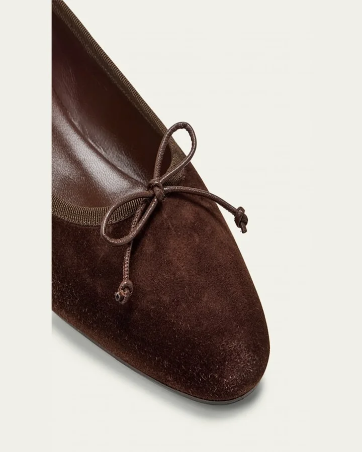 Sweetie Suede Bow Red Sole Ballerina Flats - Image 2
