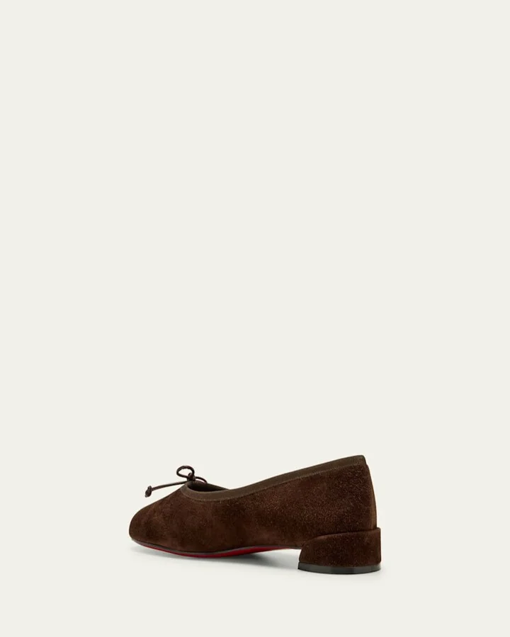 Sweetie Suede Bow Red Sole Ballerina Flats - Image 4