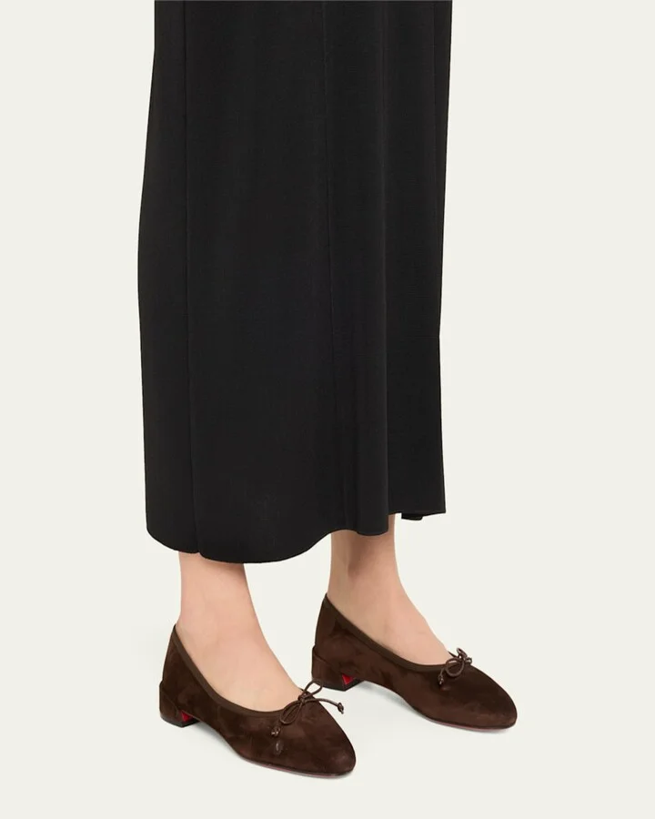 Sweetie Suede Bow Red Sole Ballerina Flats - Image 5
