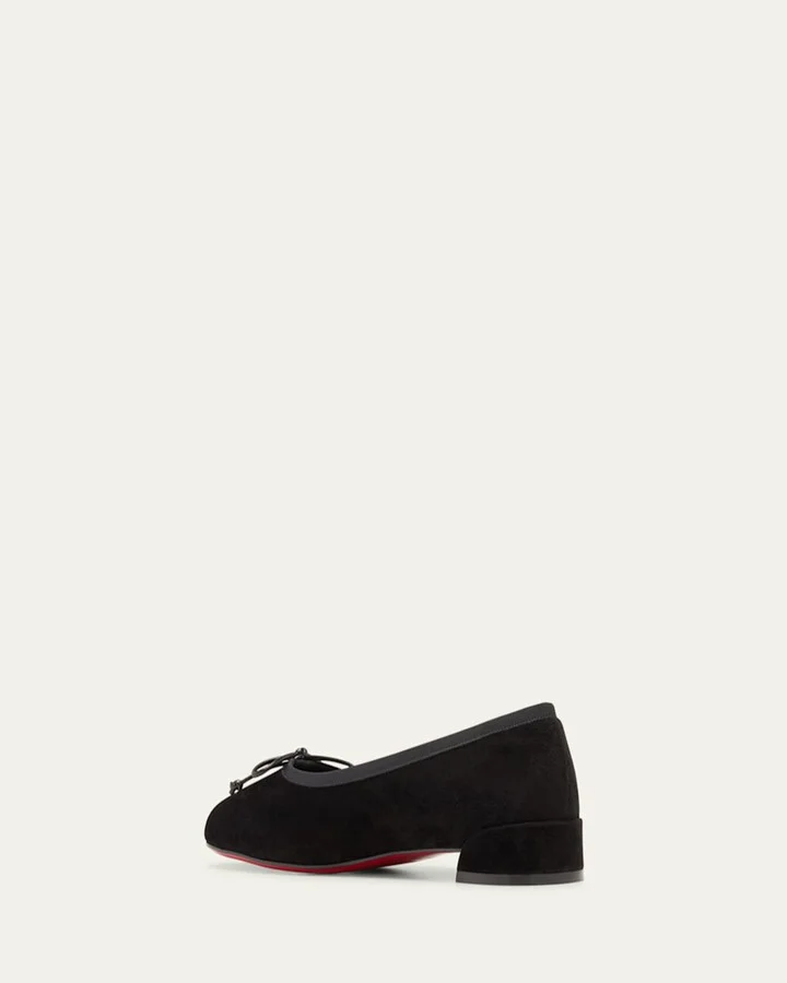 Sweetie Suede Bow Red Sole Ballerina Flats - Image 6