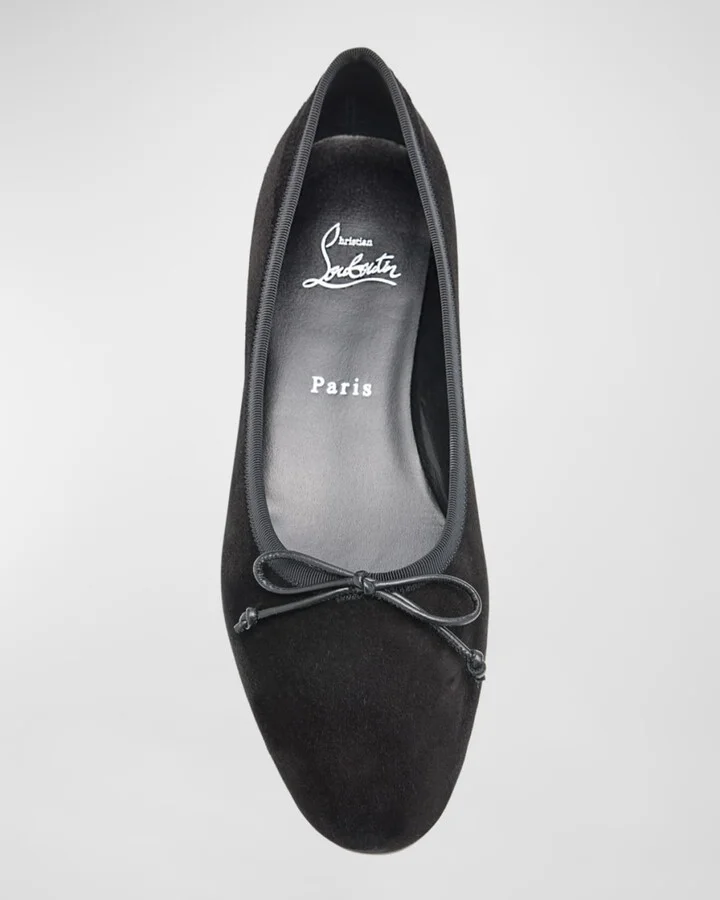 Sweetie Suede Bow Red Sole Ballerina Flats - Image 4
