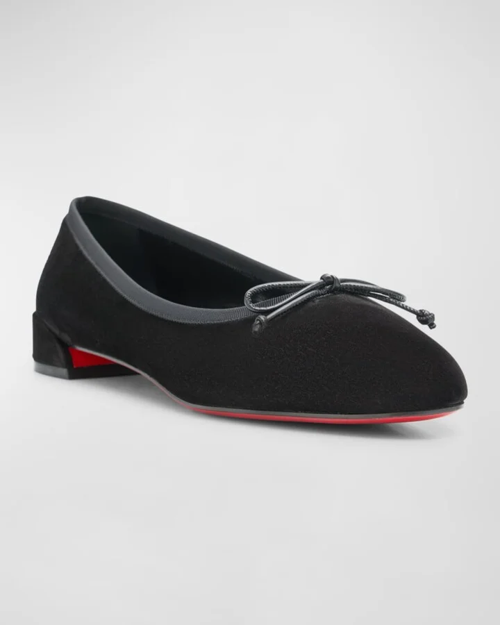 Sweetie Suede Bow Red Sole Ballerina Flats - Image 5
