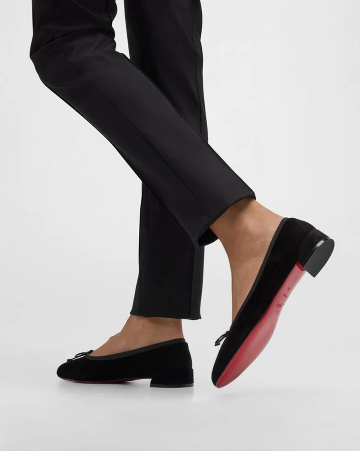 Sweetie Suede Bow Red Sole Ballerina Flats - Image 10