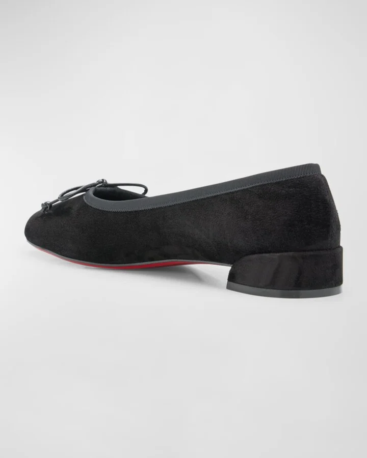 Sweetie Suede Bow Red Sole Ballerina Flats - Image 11