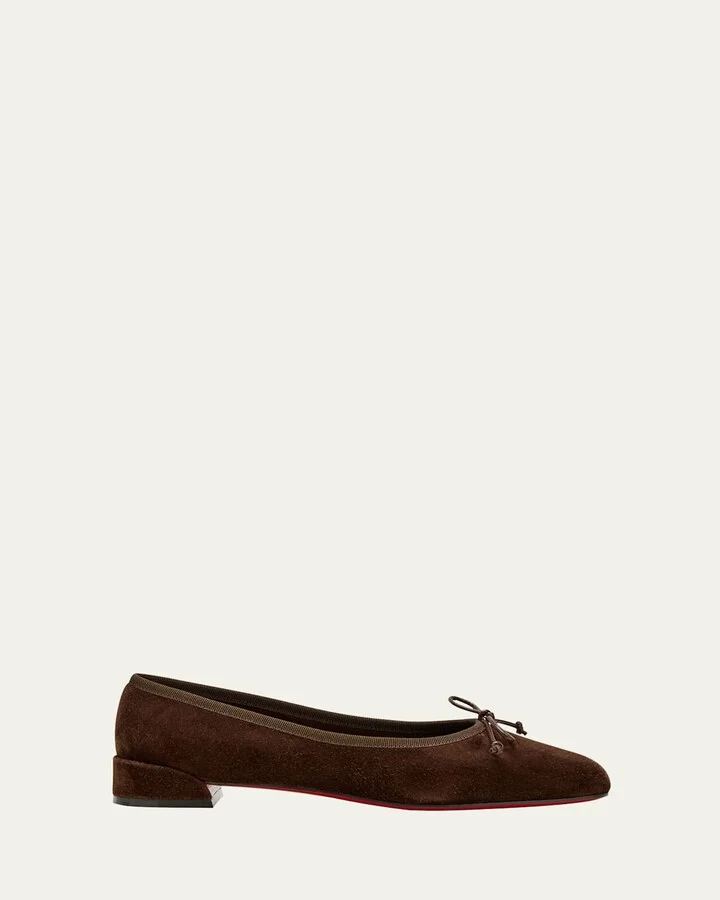 Sweetie Suede Bow Red Sole Ballerina Flats