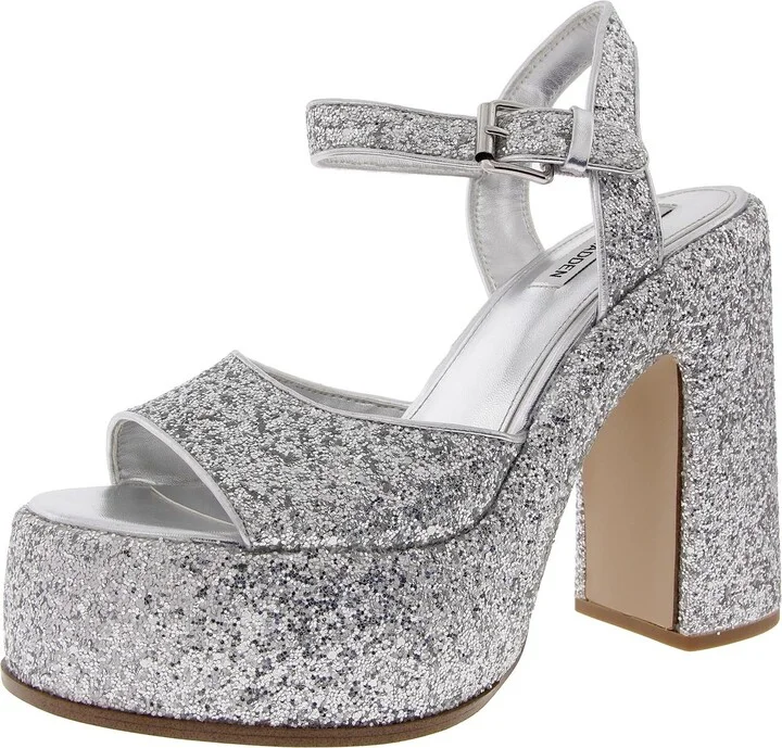 Sweets Womens Glitter Textured Platform Sandals