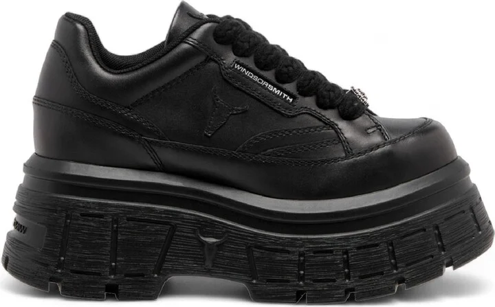 Swerve - Women's Chunky Lace Up Leather Sneakers