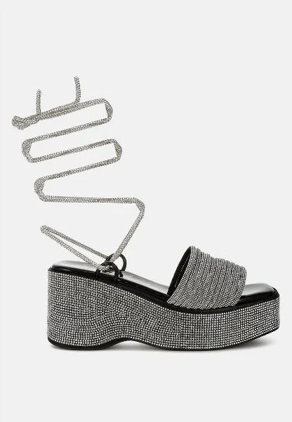 Swifties Rhinestone Embellished Lace-Up Sandals Women - Image 3