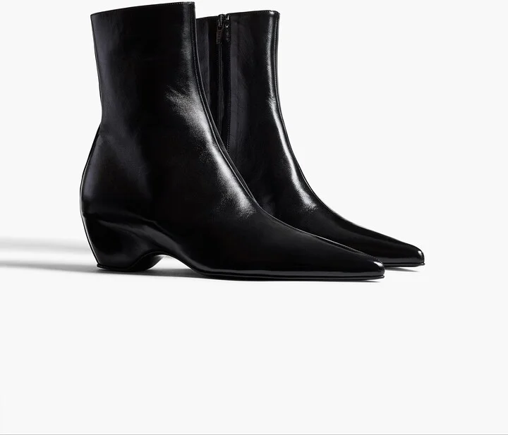 Sybil Ankle Boot in Black Glazed Leather - Image 2
