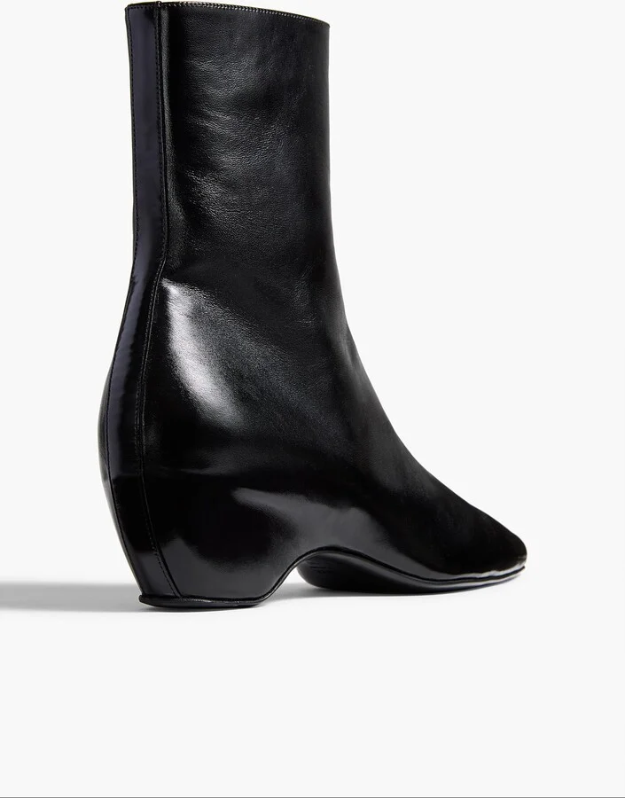 Sybil Ankle Boot in Black Glazed Leather - Image 3