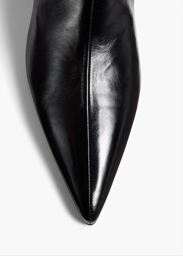 Sybil Ankle Boot in Black Glazed Leather - Image 4