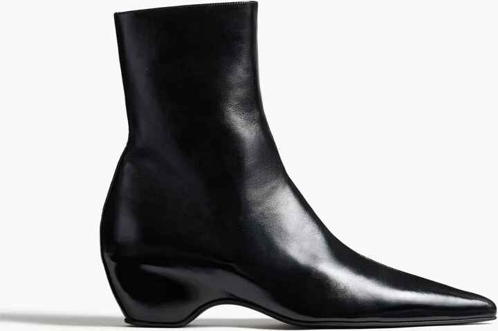 Sybil Ankle Boot in Black Glazed Leather