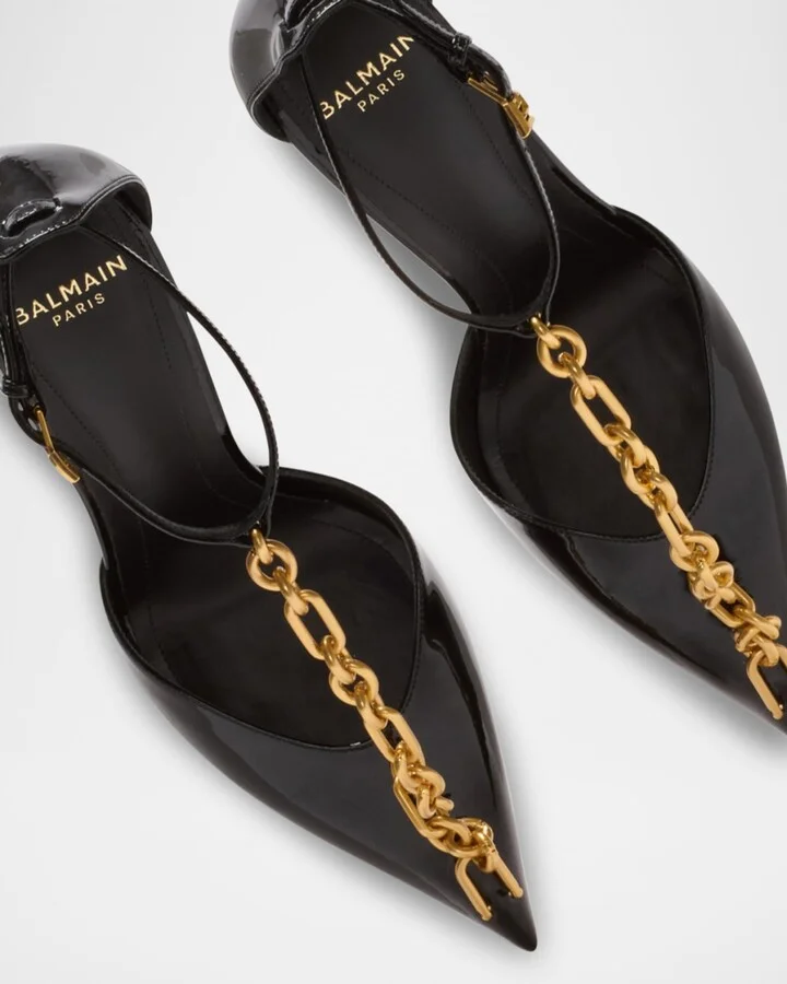 Sync Patent Leather Chain T-Strap Pumps - Image 10