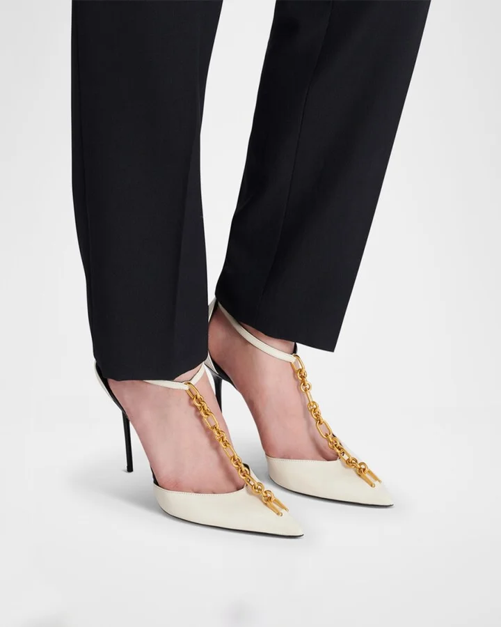 Sync Patent Leather Chain T-Strap Pumps - Image 10