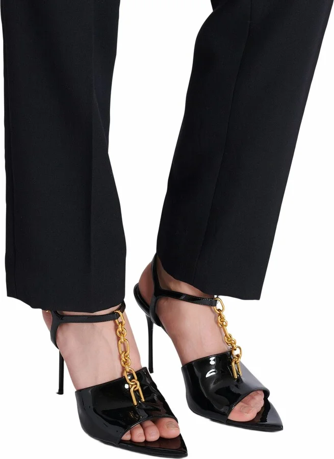 Sync Patent Leather Sandals With Heel - Image 2