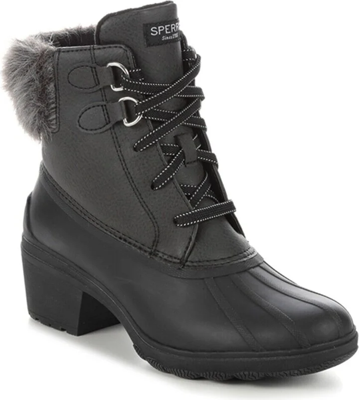 Syren STS86768-001 Boots Women's 8 Black Faux Fur Ankle Block Heel KHD684