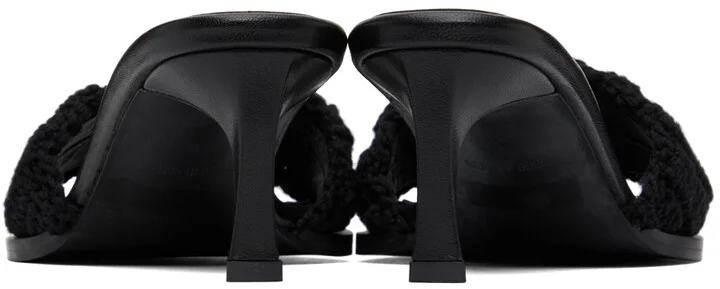 System Black Crochet Heeled Sandals - Image 2