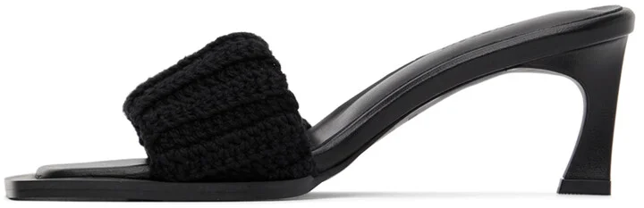 System Black Crochet Heeled Sandals - Image 3