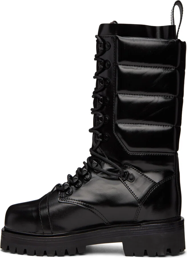 System Black Quilted Boots - Image 3