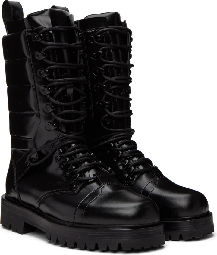 System Black Quilted Boots - Image 4