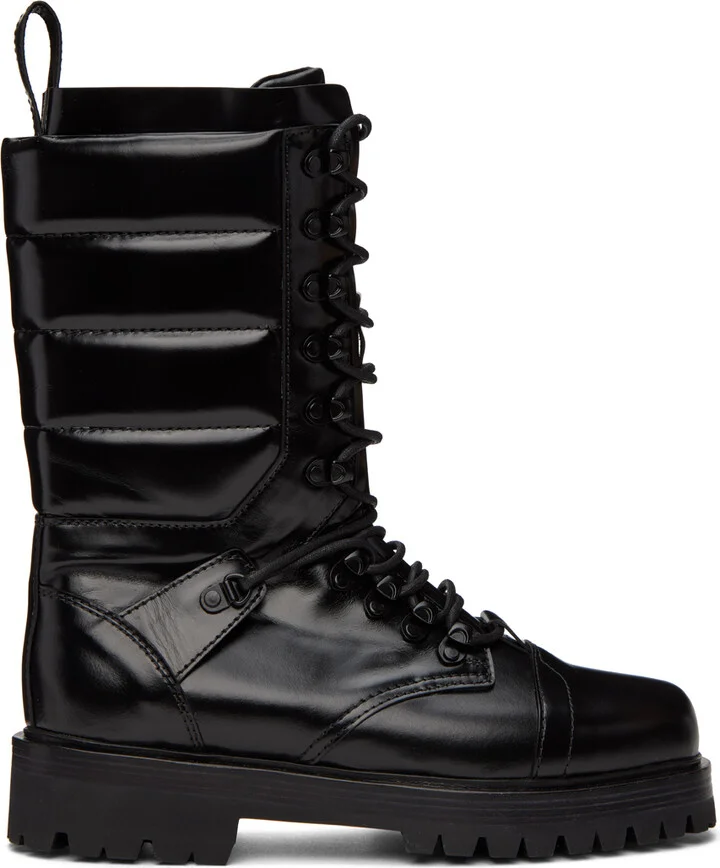 System Black Quilted Boots
