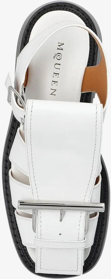 T-Bar Caged Leather Sandals - Image 3
