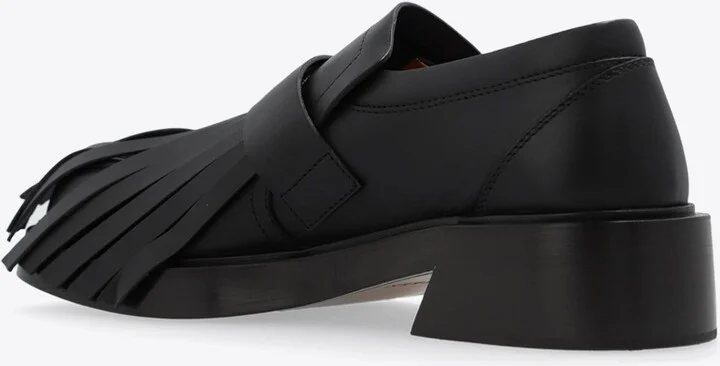 T-bar Fringe Leather Loafers - Image 2