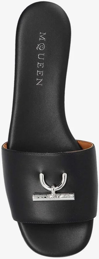 T-Bar Leather Flat Sandals - Image 3