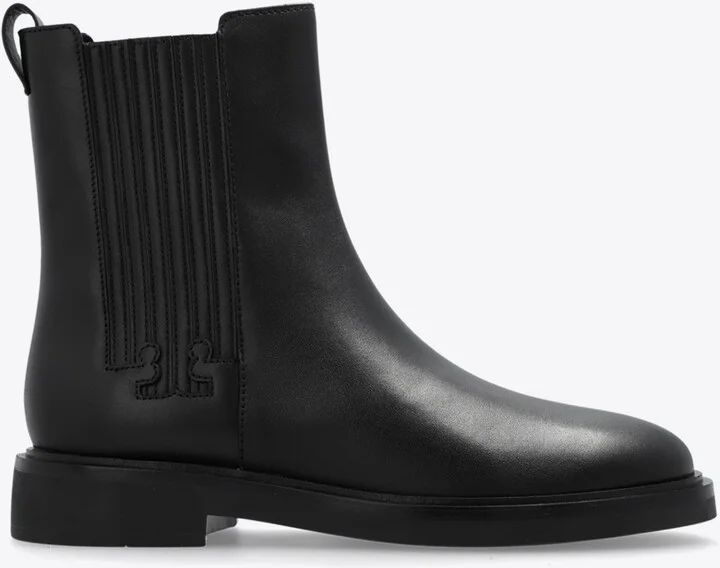 T Logo Leather Chelsea Boots
