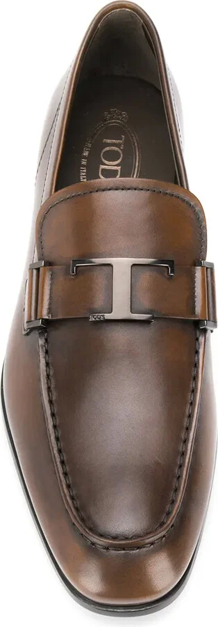 T logo leather loafers - Image 4