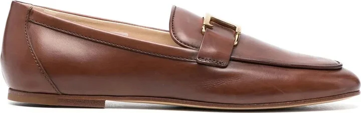 T-logo leather loafers