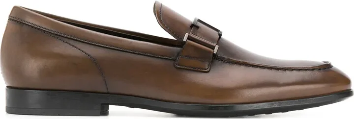 T logo leather loafers