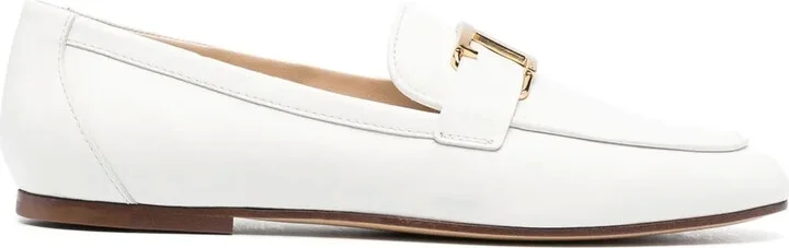 T-logo leather loafers