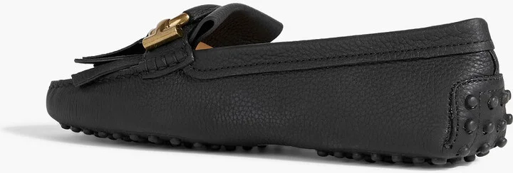 T-Ring fringed pebbled-leather loafers - Image 3
