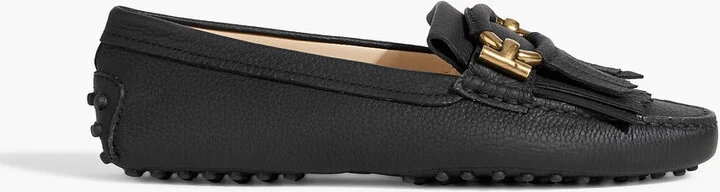 T-Ring fringed pebbled-leather loafers