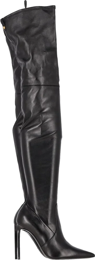 T Screw Over-The-Knee Boots in Black Leather