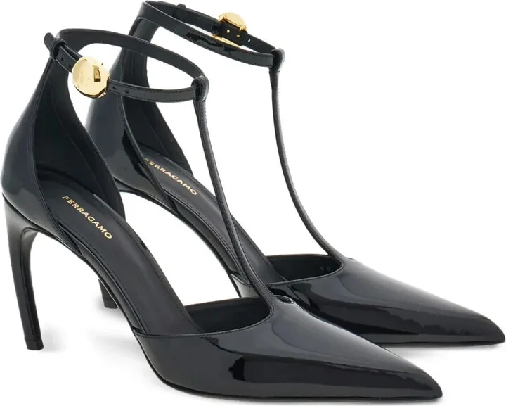 T-strap 85mm patent leather pumps - Image 2