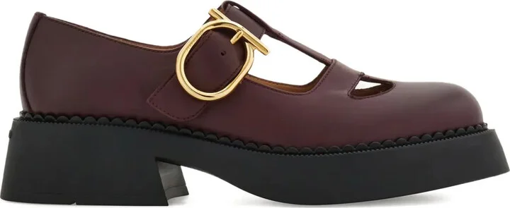 T-strap buckle loafers