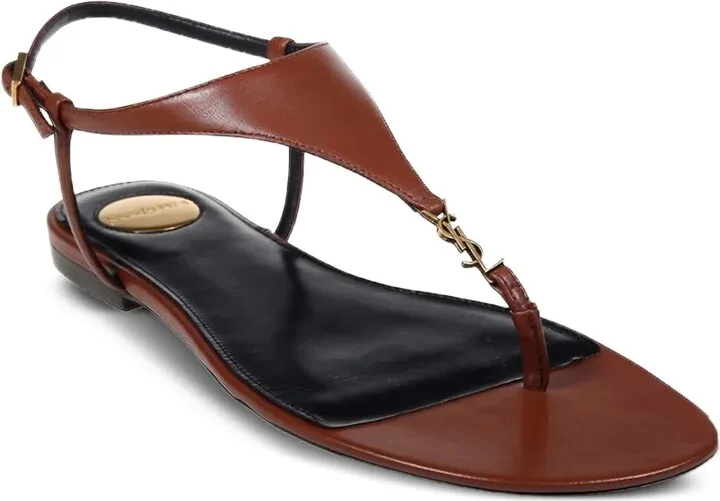 T-strap logo-embellished leather sandals - Image 2