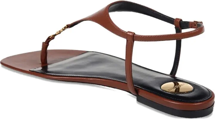 T-strap logo-embellished leather sandals - Image 3